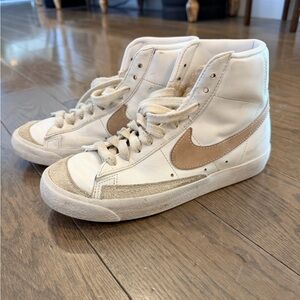 Nike Blazer High-Top Sneakers in pink and white